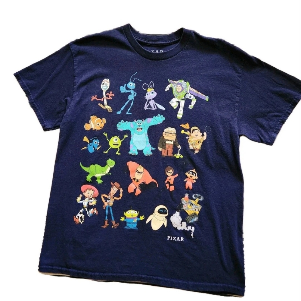 Disney PIXAR characters print short sleeve 100% cotton T-shirt Unisex Medium.